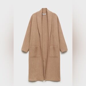 Mango Tan Open Front Knit oversized sweater coat